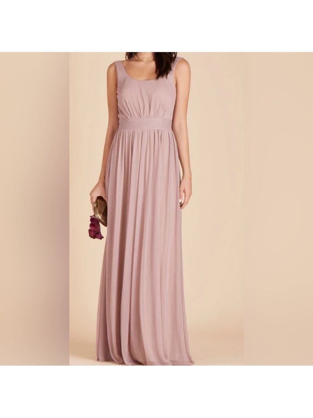 Birdy Grey Jan Bridesmaid Dress Mesh Mauve Backless Pockets Size XL NWT